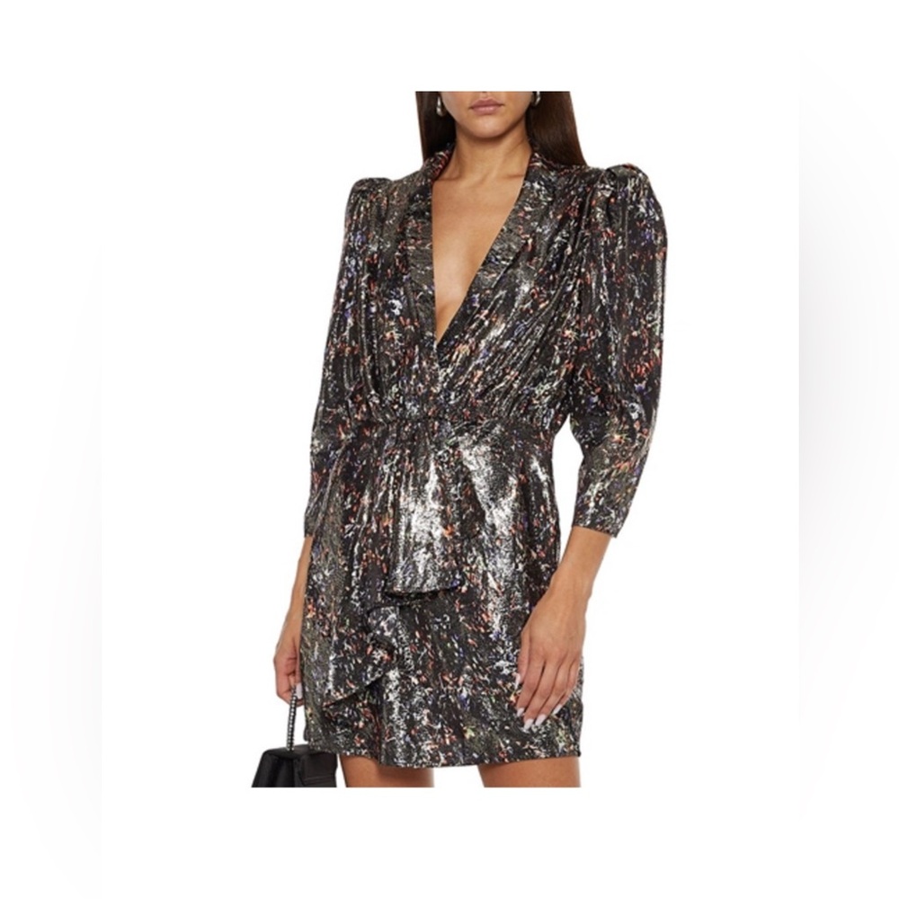 IRO Paris Dress. Metallic Dress. Wrap Dress. Mini Dress. NWT.
